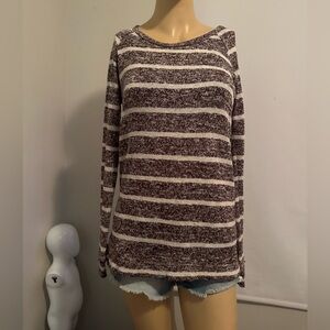 Kismet Maroon and Cream Knit Top